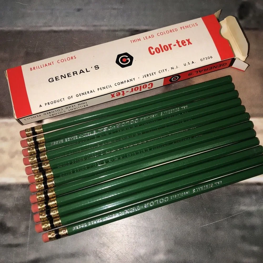 General's Pencils 12 Color-tex Carmine 1807-T‎ Thin Lead Unused Unsharpened USA